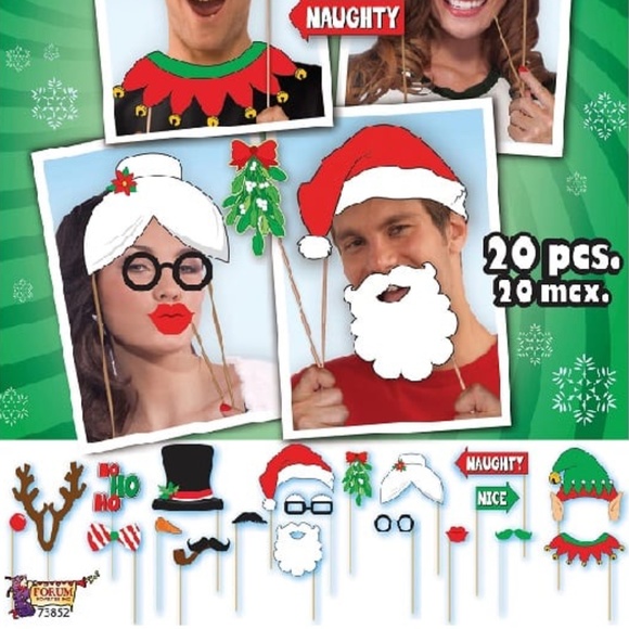 20 pc Photo Booth accessory kit - Christmas Theme - Fun and Easy! Selfies party - Picture 2 of 2